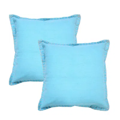 Breebe Set Of Two 20" Blue Cotton Throw Pillow Covers