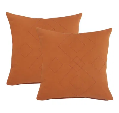 Breebe Set Of Two 20" Brown Geometric Throw Pillows