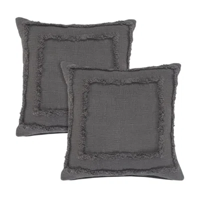 Breebe Set Of Two 20" Dark Grey Geometric Cotton Throw Pillows