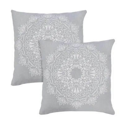 Breebe Set Of Two 20" Gray And Off White Medallion Cotton Throw Pillows