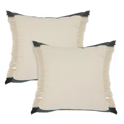 Breebe Set Of Two 20" Green And Ivory Cotton Throw Pillows