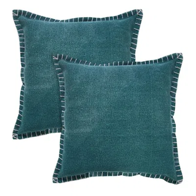 Breebe Set Of Two 20" Green Cotton Throw Pillows