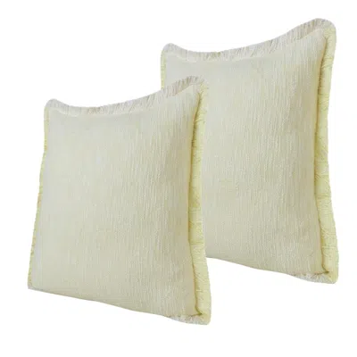 Breebe Set Of Two 20" Lemon Cotton Throw Pillows With Fringe