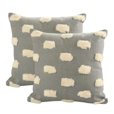 Breebe Set Of Two 20" Light Grey Striped Throw Pillows
