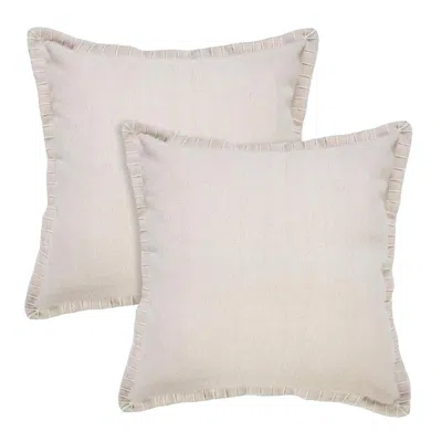 Breebe Set Of Two 20" Tan And Beige Cotton Throw Pillows