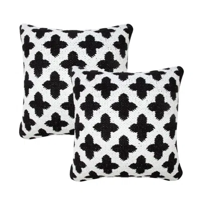 Breebe Set Of Two 20" White And Black Geometric Cotton Blend Throw Pillows