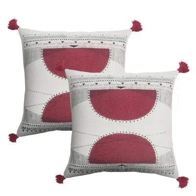Breebe Set Of Two 20" White And Black Geometric Cotton Throw Pillows