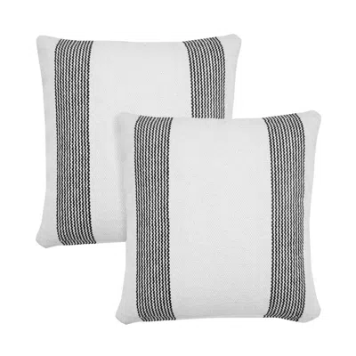 Breebe Set Of Two 20" White And Black Striped Cotton Throw Pillows