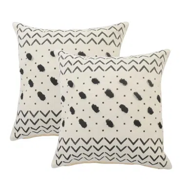 Breebe Set Of Two 20" White Chevron Throw Pillows