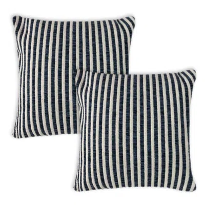 Breebe Set Of Two 22" Blue And White Striped Cotton Throw Pillows