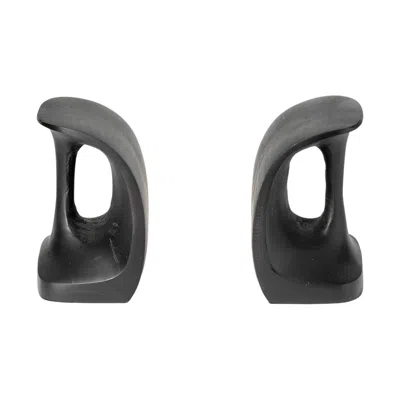 Breebe Set Of Two 6" Black Metal Decorative Bookends