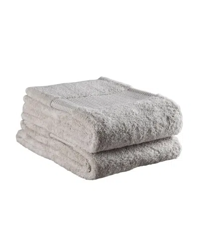 Breebe Set Of Two Beige Cotton 16" X 30" Quick Dry Terry Cloth Hand Towels