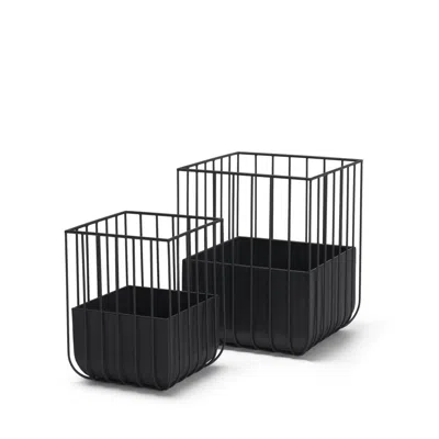 Breebe Set Of Two Black Metal Wire Cage Square Pot Planters
