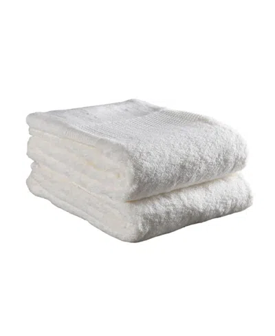 Breebe Set Of Two Ivory Cotton 16" X 30" Quick Dry Terry Cloth Hand Towels