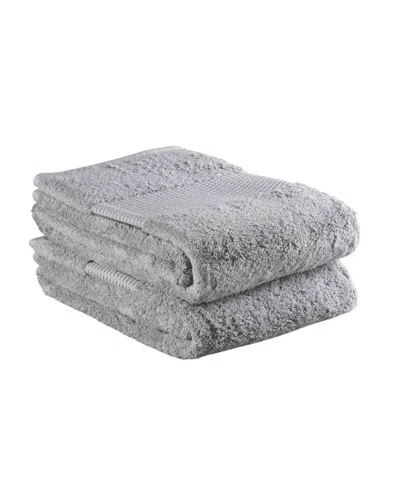 Breebe Set Of Two Light Grey Cotton 30" X 54" Quick Dry Terry Cloth Bath Towels