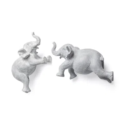 Breebe Set Of Two Maynard I Grey Elephant Resin Hanging Dimensional Sculpture
