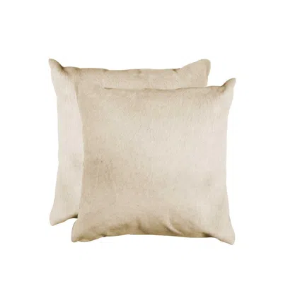 Breebe Set Of Two Natural Cowhide Throw Pillow In Neutral