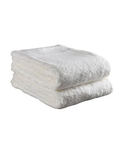 Breebe Set Of Two White Cotton 30" X 54" Quick Dry Terry Cloth Bath Towels