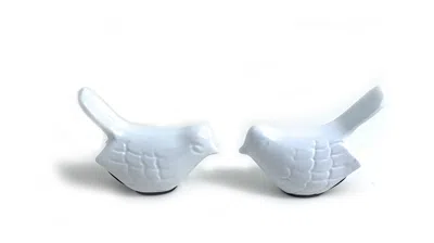 Breebe Set Of Two White Metal Bird Tabletop Sculpture In Blue