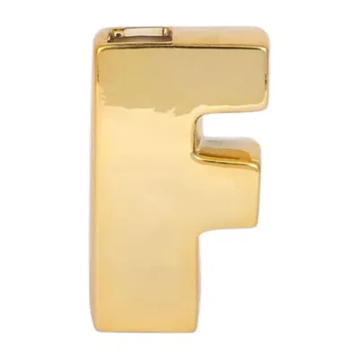 Breebe Shiny Ceramic Vase Letter "f" Gold Plated - Chic Bud Planter Pot For Events & Decor 6"