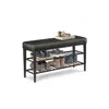 Breebe Shoe Bench With Metal Shelves - Ink Black In Black