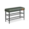 Breebe Shoe Bench With Metal Shelves, Forest Green