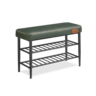 Breebe Shoe Bench With Metal Shelves, Forest Green