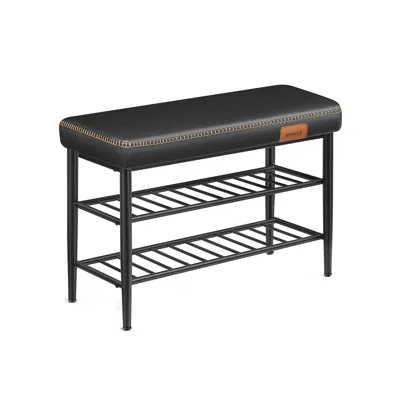 Breebe Shoe Bench With Metal Shelves, Ink Black
