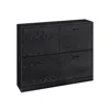 Breebe Shoe Cabinet With 4 Flip Doors In Black