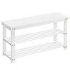 Breebe Shoe Rack Bench 3-tier Bamboo Shoe Storage Organizer In White