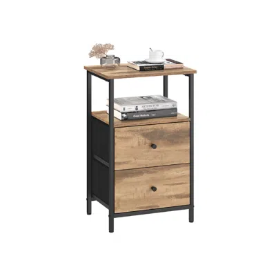 Breebe Side Table With 2 Fabric Drawers In Brown