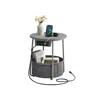 Breebe Side Table With Charging Station In Gray