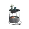 Breebe Side Table With Charging Station In Gray