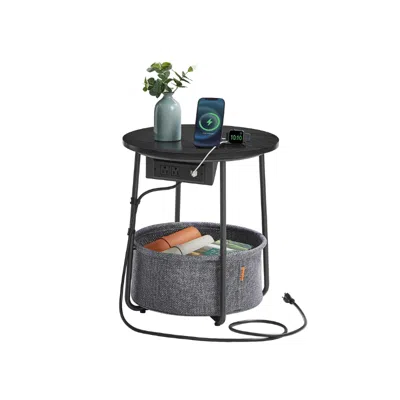 Breebe Side Table With Charging Station In Gray