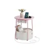 Breebe Side Table With Charging Station In Pink
