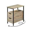BREEBE SIDE TABLE WITH CHARGING STATION OAK WITH BLUE GRAINS AND BLACK