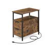 Breebe Side Table With Charging Station Rustic Brown And Black