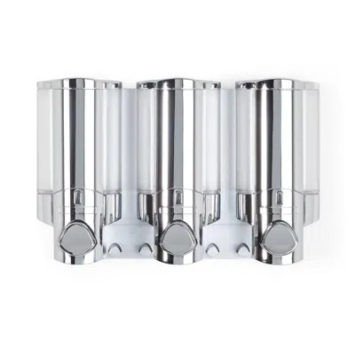 Breebe Silver Heavy Duty Plastic Three Chamber Wall Mount Soap Dispenser