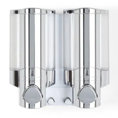 Breebe Silver Heavy Duty Plastic Two Chamber Wall Mount Soap Dispenser