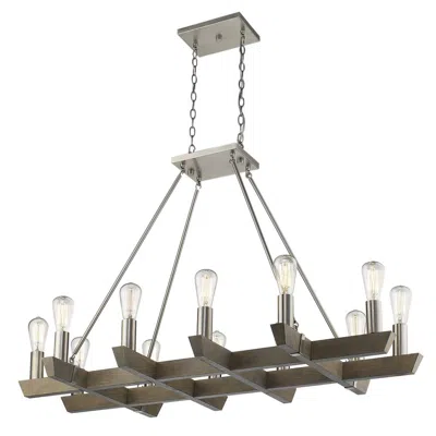 Breebe Silver Kitchen Island Twelve Light Metal Dimmable Chandelier In Gray
