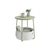 Breebe Small End Table With Fabric Basket In Green