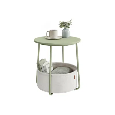 Breebe Small End Table With Fabric Basket In Green