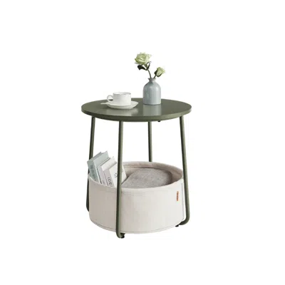 Breebe Small End Table With Fabric Basket In Green