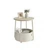 Breebe Small End Table With Fabric Basket In White