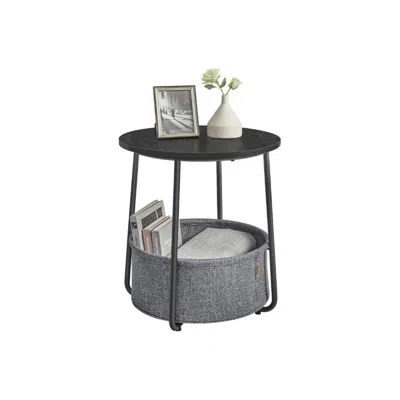Breebe Small End Table With Fabric Basket In Black