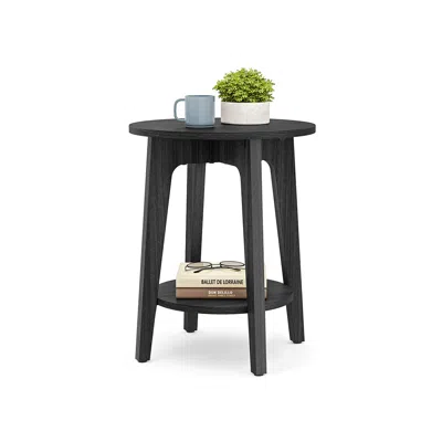 Breebe Small Round End Table With Lower Shelf In Black
