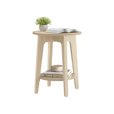 Breebe Small Round End Table With Lower Shelf In Neutral