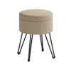 Breebe Small Vanity Stool Chair With Storage Camel Brown