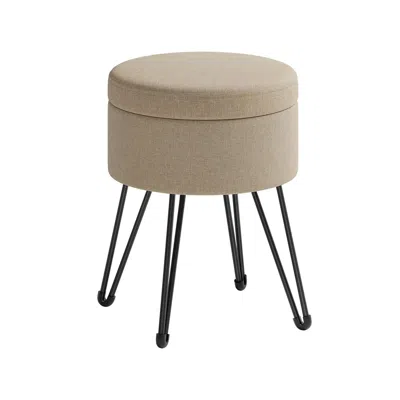 Breebe Small Vanity Stool Chair With Storage Camel Brown