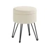 Breebe Small Vanity Stool Chair With Storage Cream White